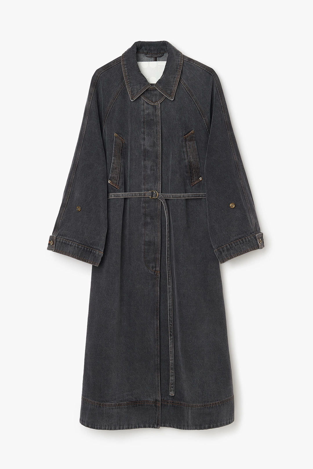 Long Denim Trench - Grey - The Collective Park City
