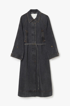 Long Denim Trench - Grey - The Collective Park City
