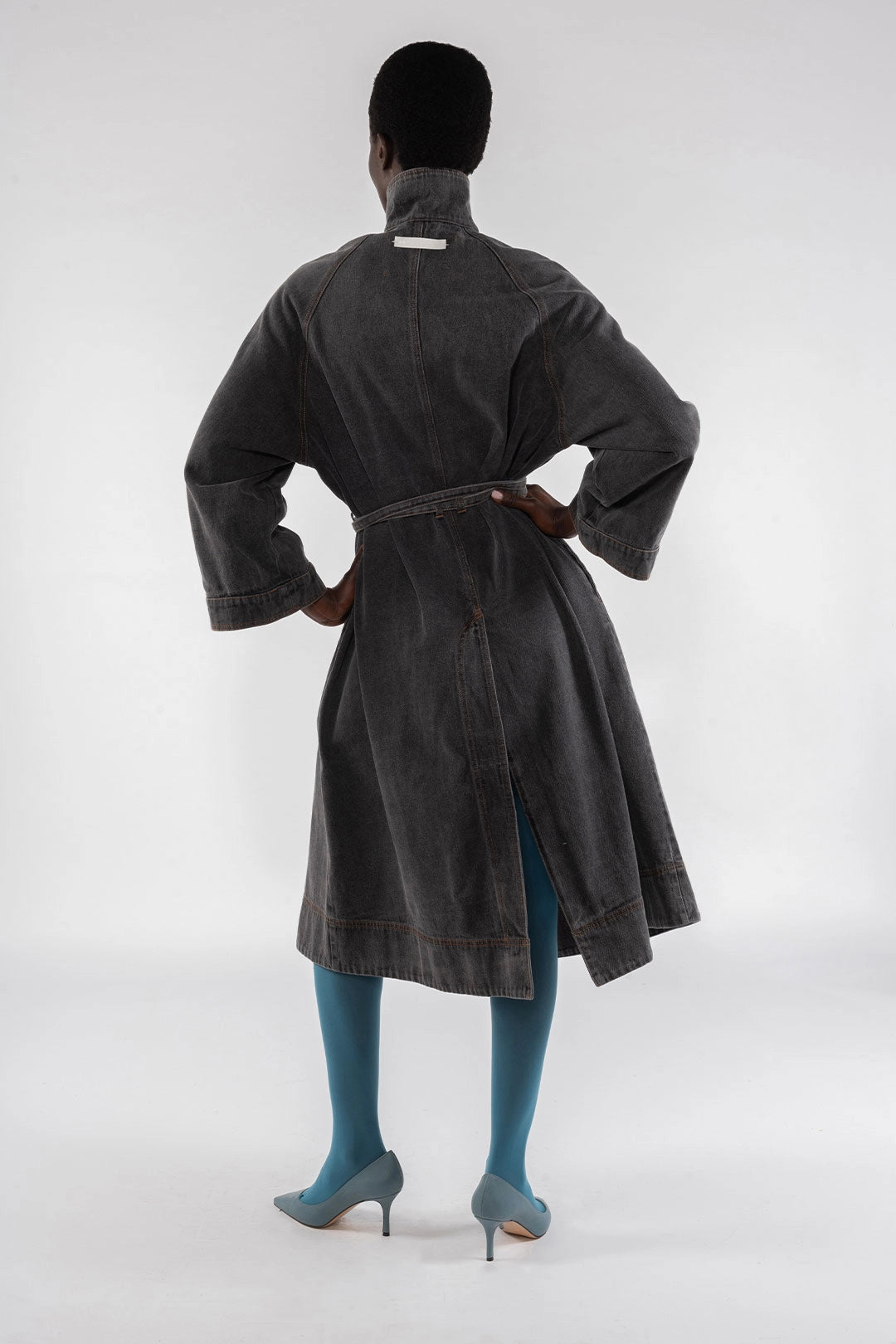 Long Denim Trench - Grey - The Collective Park City