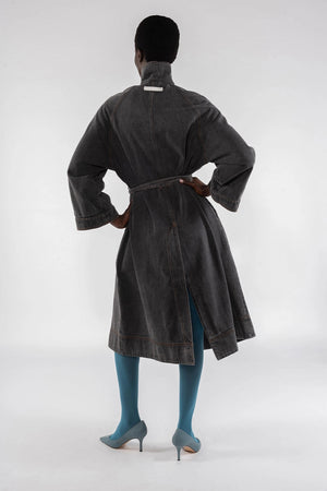 Long Denim Trench - Grey - The Collective Park City