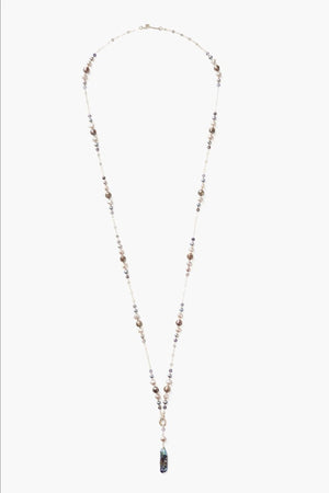 Long Grey Pearl & Iolite Necklace - The Collective Park City