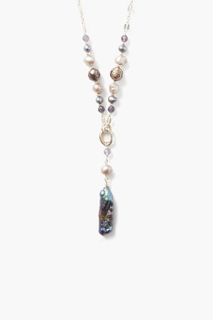 Long Grey Pearl & Iolite Necklace - The Collective Park City