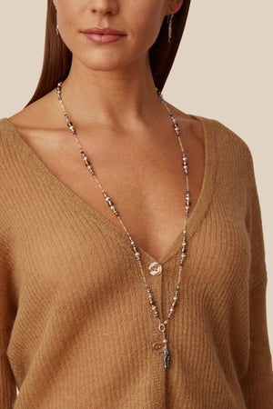 Long Grey Pearl & Iolite Necklace - The Collective Park City