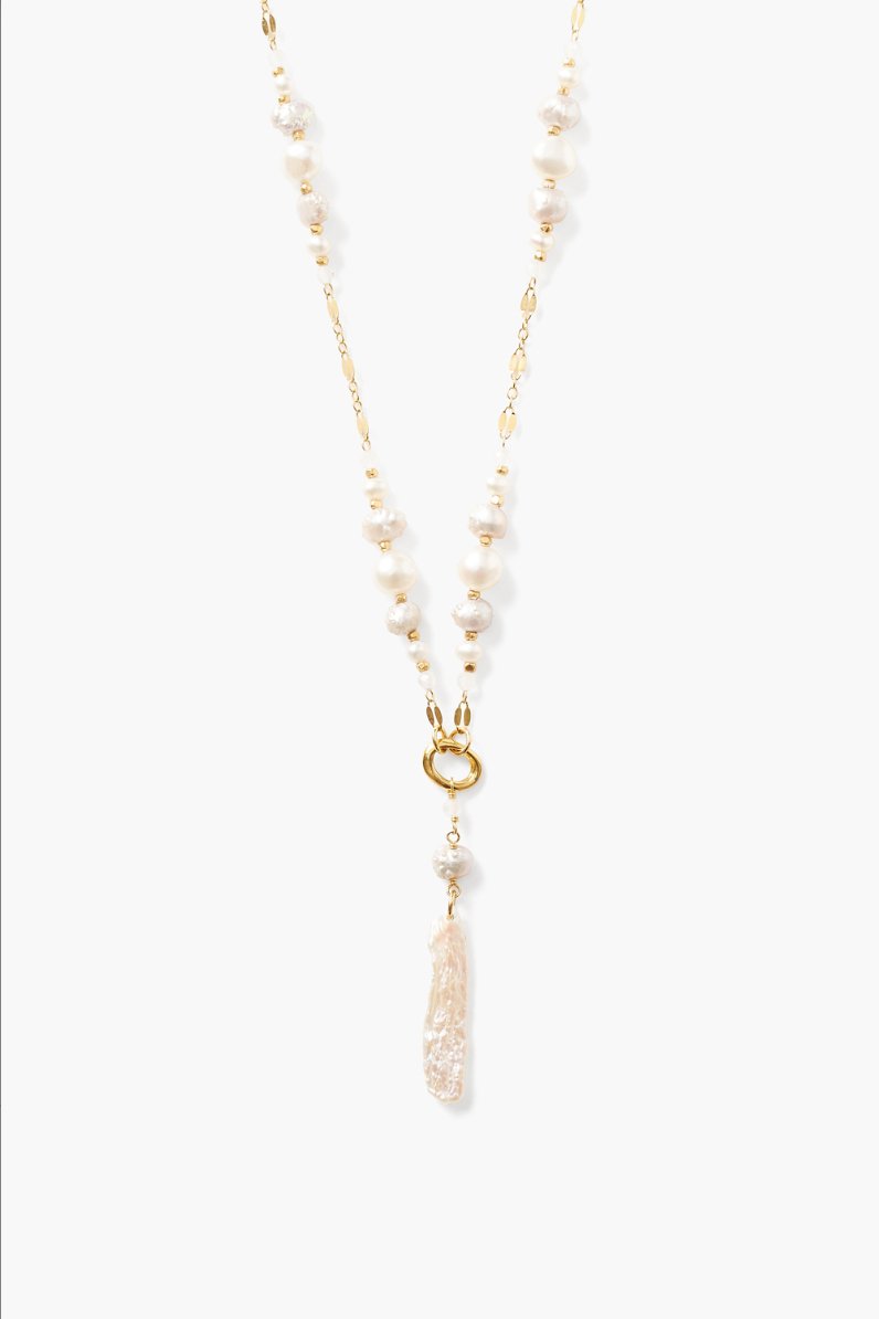 Long Pearl & Moonstone Necklace - The Collective Park City