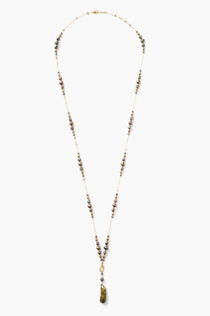 Long Pearl & Pyrite Necklace - The Collective Park City