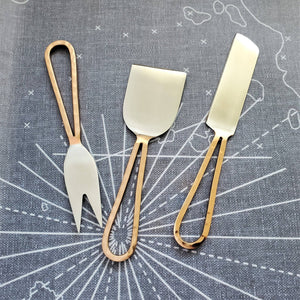 Loop Cheese Knife Set - Gold - The Collective Park City