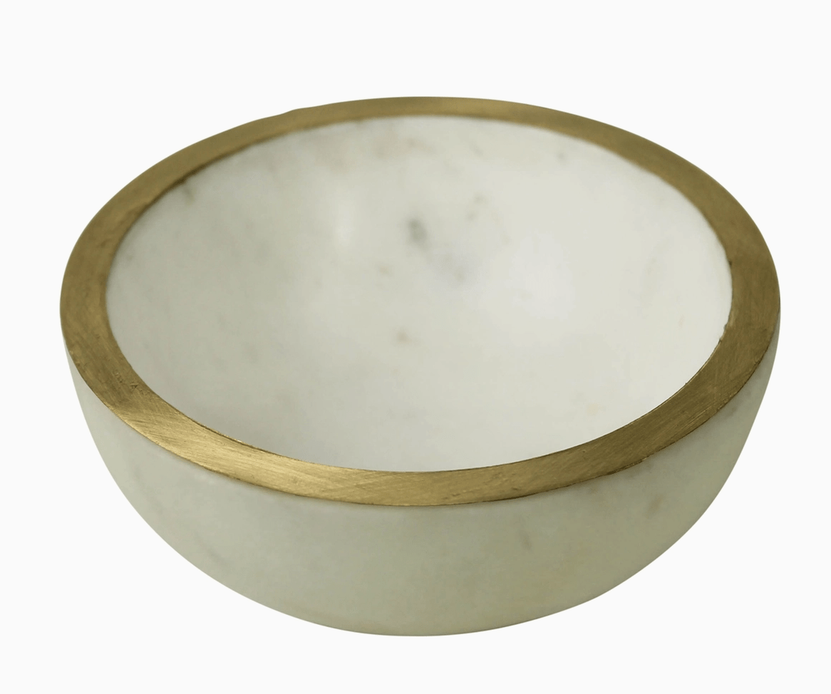Loren Marble Bowl with Brass Edge - Small - The Collective Park City