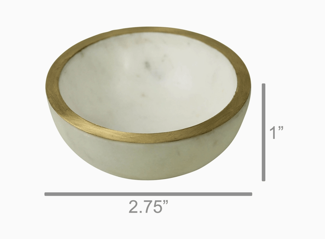 Loren Marble Bowl with Brass Edge - Small - The Collective Park City