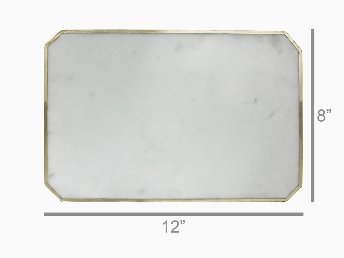 Loren Platter with Brass Edge - Marble - The Collective Park City
