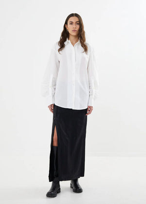 Lourdes Poplin Cuff Detail Button Down Top - The Collective Park City