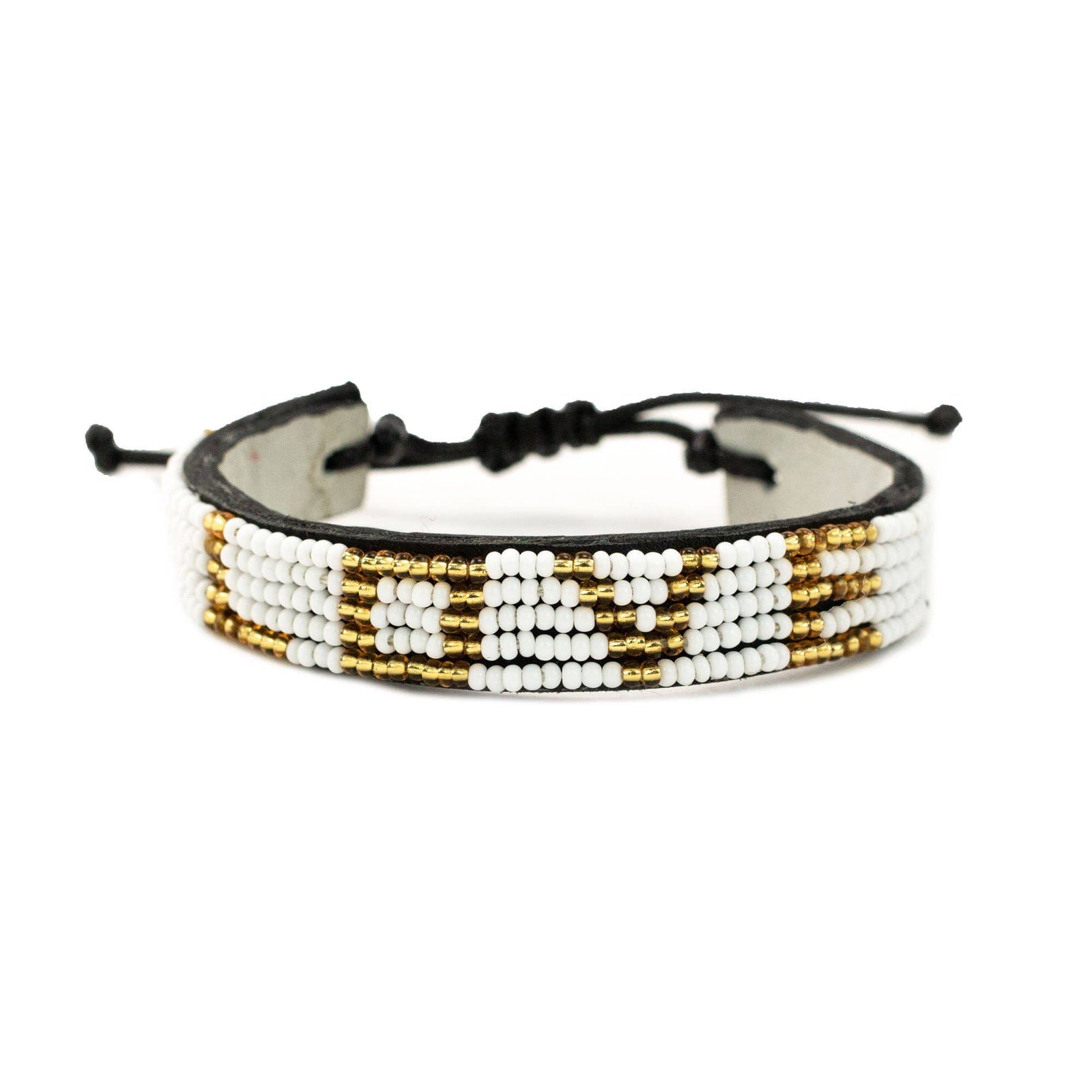 LOVE Beaded Bracelet - White/ Gold - The Collective Park City