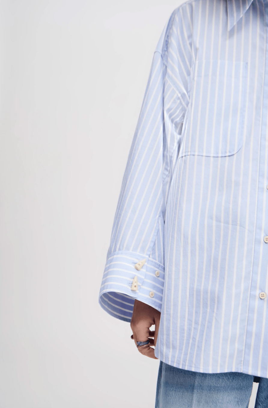 Lynne Pinstripe Button Down Top - The Collective Park City