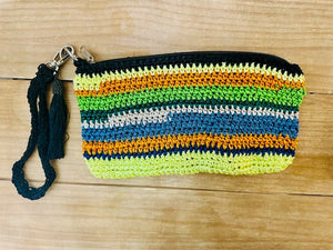 Made in Brazil - Multi Color Small Crochet Zip Pouch - The Collective Park City