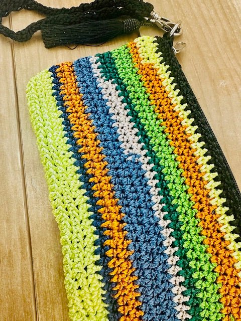 Made in Brazil - Multi Color Small Crochet Zip Pouch - The Collective Park City