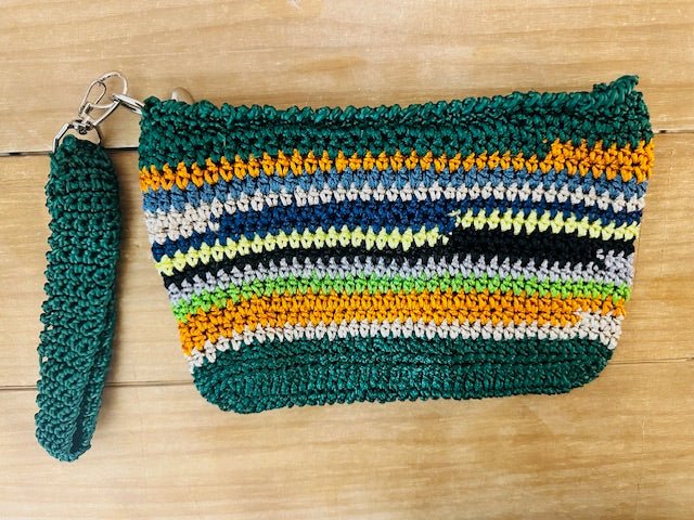 Made in Brazil - Multi Color Small Crochet Zip Pouch - The Collective Park City