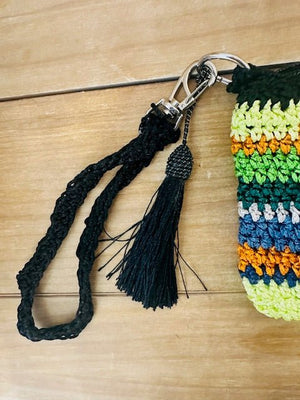 Made in Brazil - Multi Color Small Crochet Zip Pouch - The Collective Park City