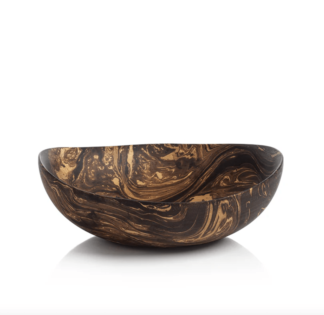 Mango Wood Marbleized Bowl - Shallow - The Collective Park City