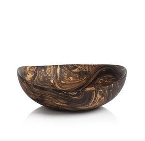 Mango Wood Marbleized Bowl - Shallow - The Collective Park City