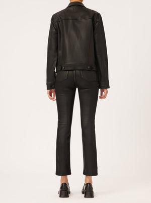 Mara Ankle Straight Leg Jean - Coated Black - The Collective Park City