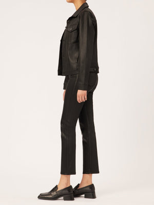 Mara Ankle Straight Leg Jean - Coated Black - The Collective Park City