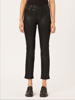 Mara Ankle Straight Leg Jean - Coated Black - The Collective Park City