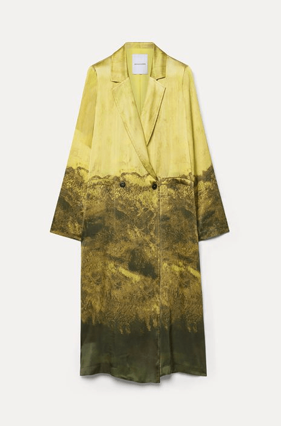 Marble Printed Silk Trench Coat - The Collective Park City