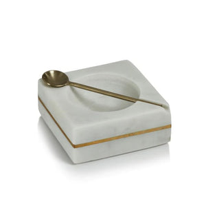 Marble Square Salt & Pepper Bowl w/ Spoon - The Collective Park City