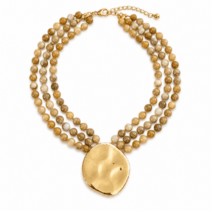 Marbled Beaded Statement Necklace - The Collective Park City