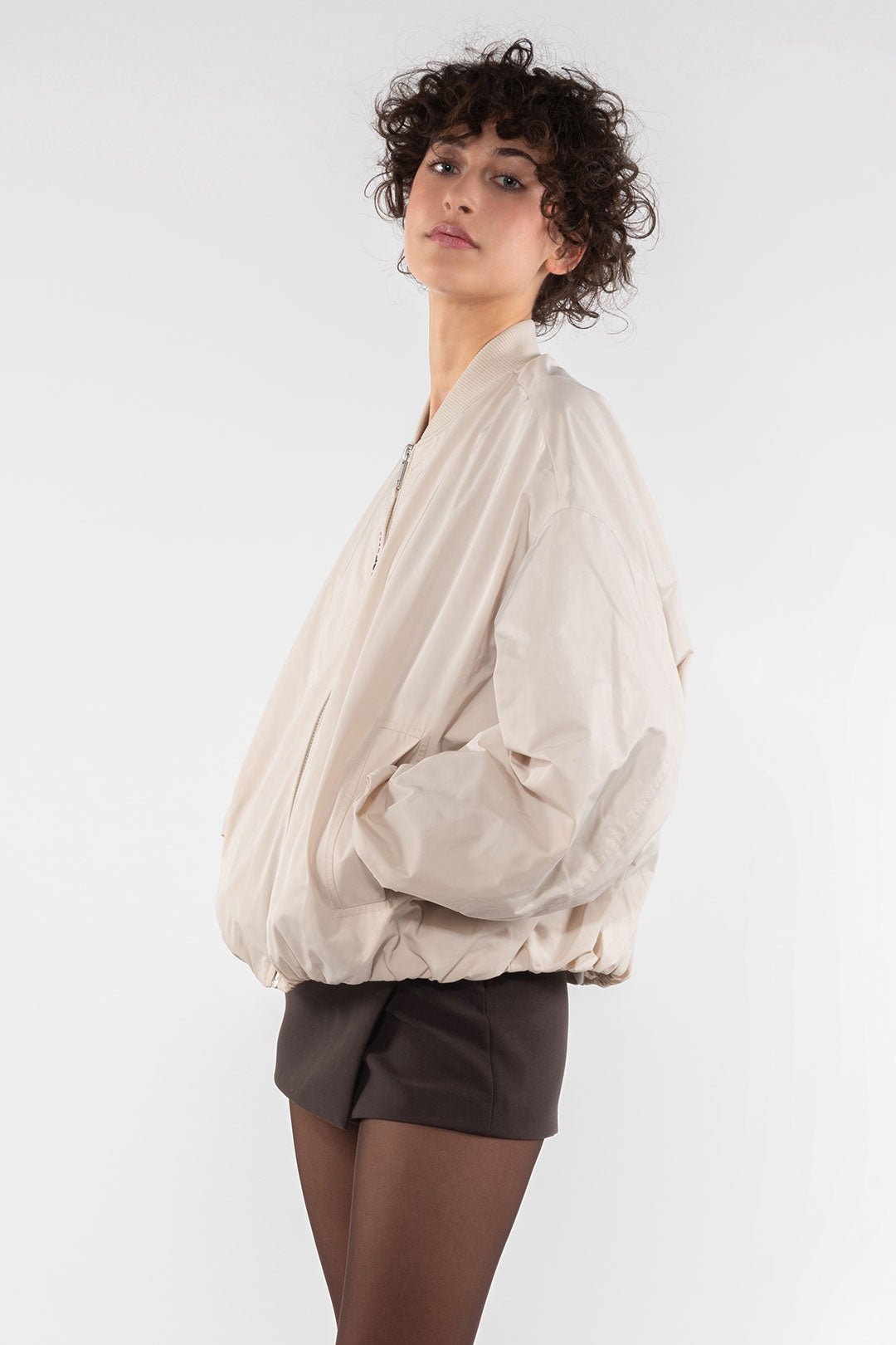 Memory Nylon Bomber Jacket - Panna - The Collective Park City
