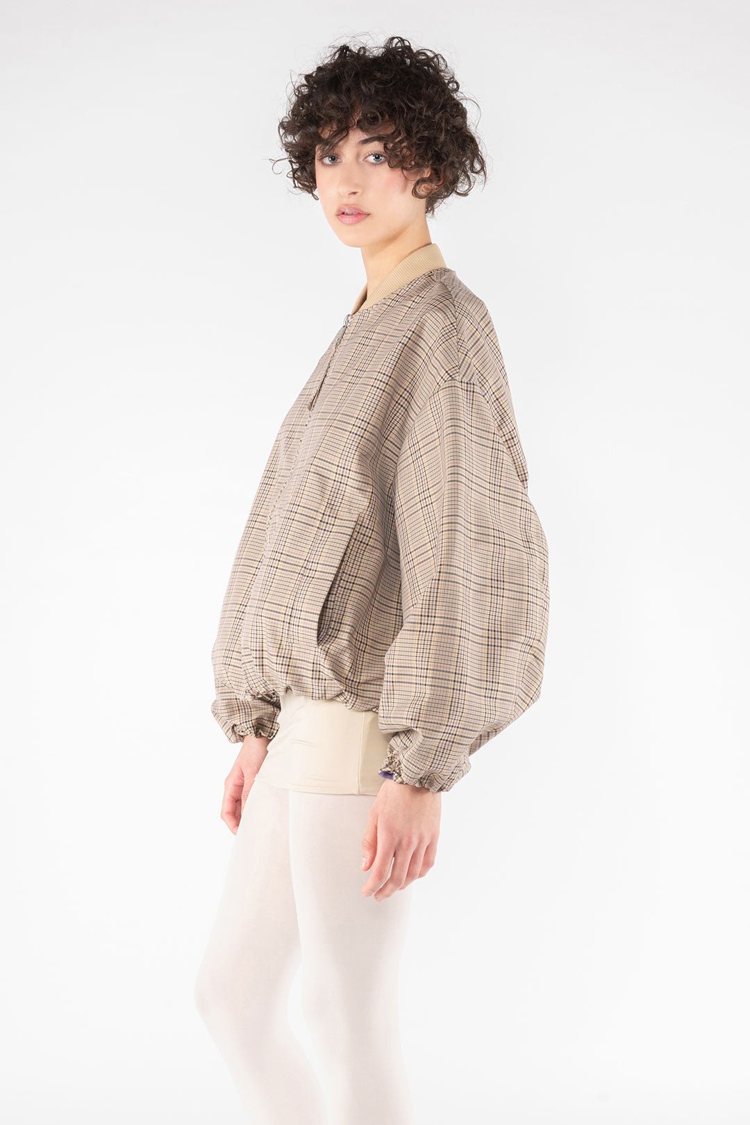 Memory Nylon Bomber Jacket - Plaid - The Collective Park City