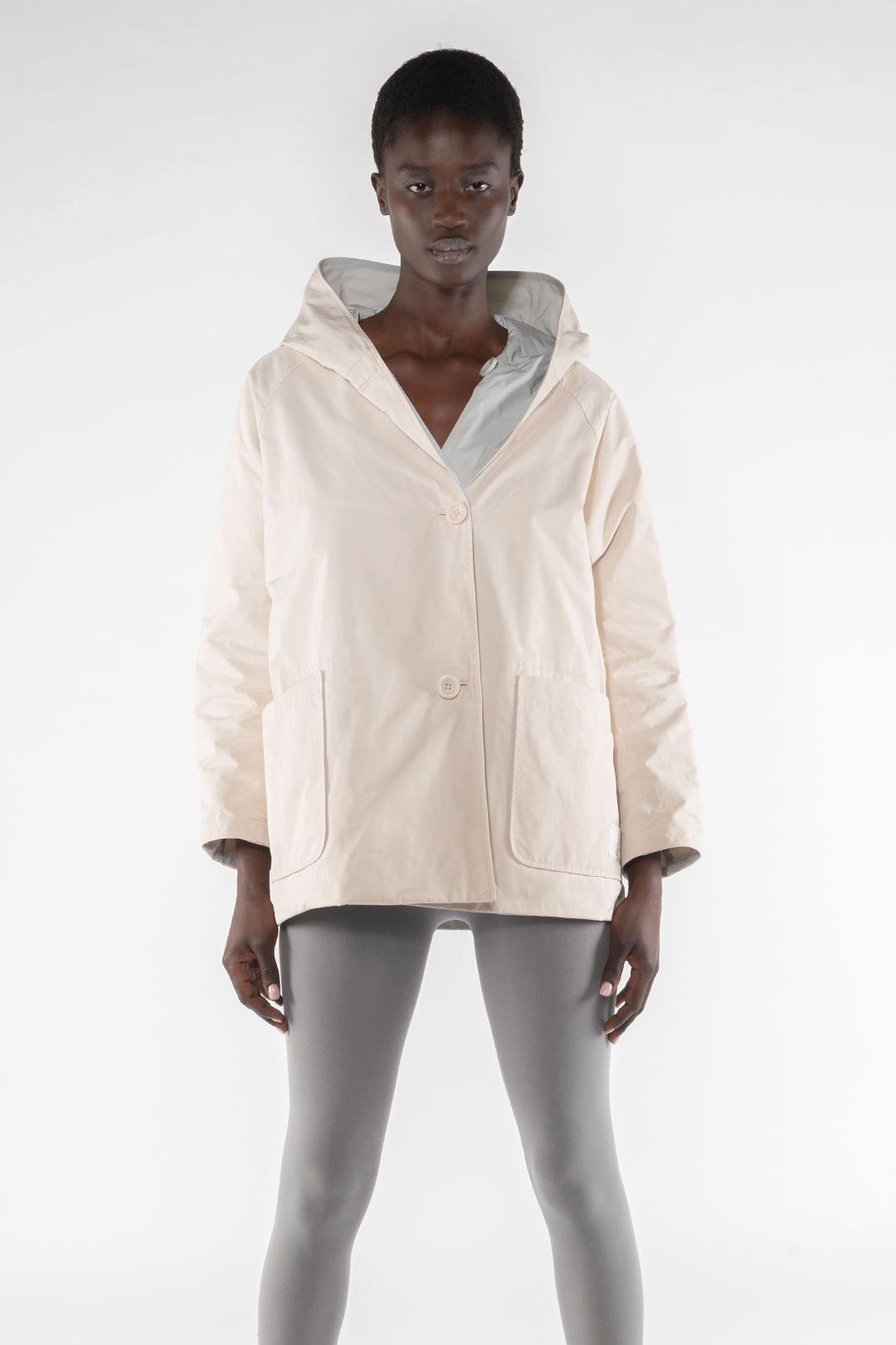 Memory Nylon Reversible Hooded Jacket - Panna - The Collective Park City