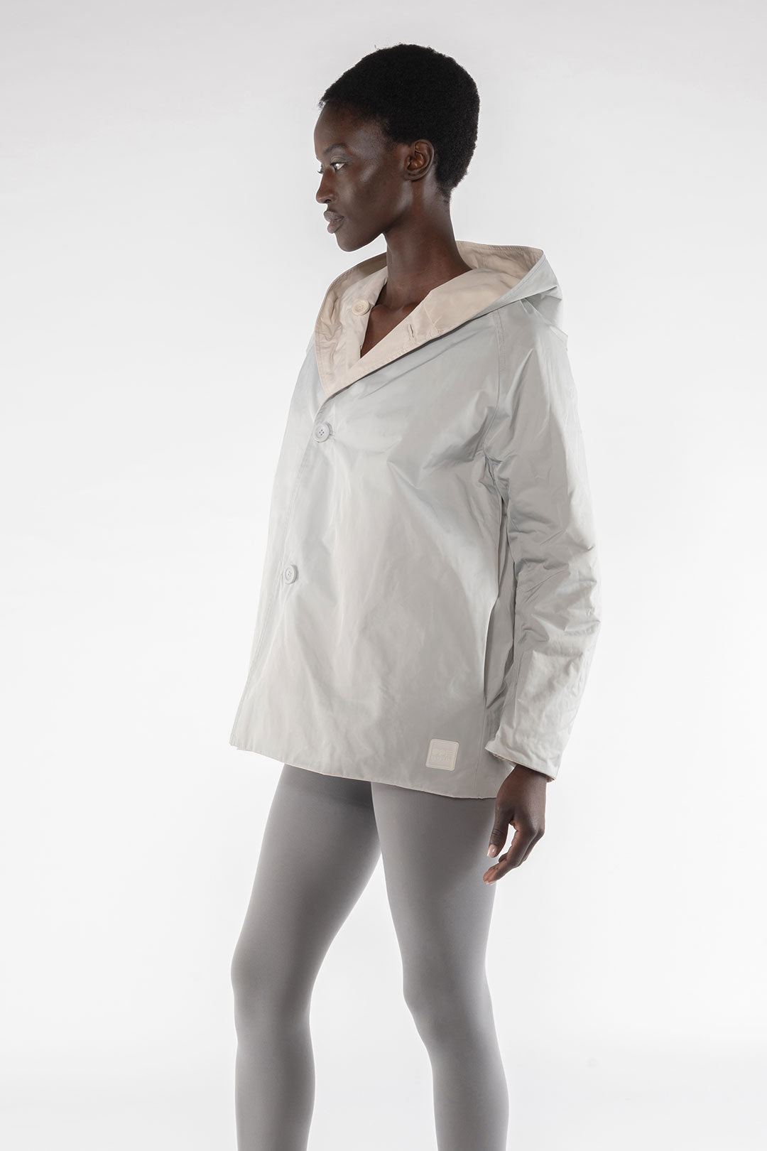 Memory Nylon Reversible Hooded Jacket - Panna - The Collective Park City
