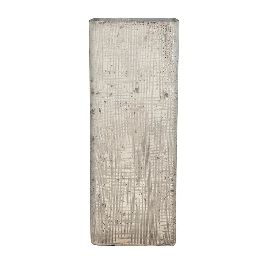 Mercury Glass Crosshatched Vase Large - The Collective Park City