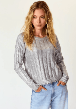 Metallic Cableknit Sweater - The Collective Park City