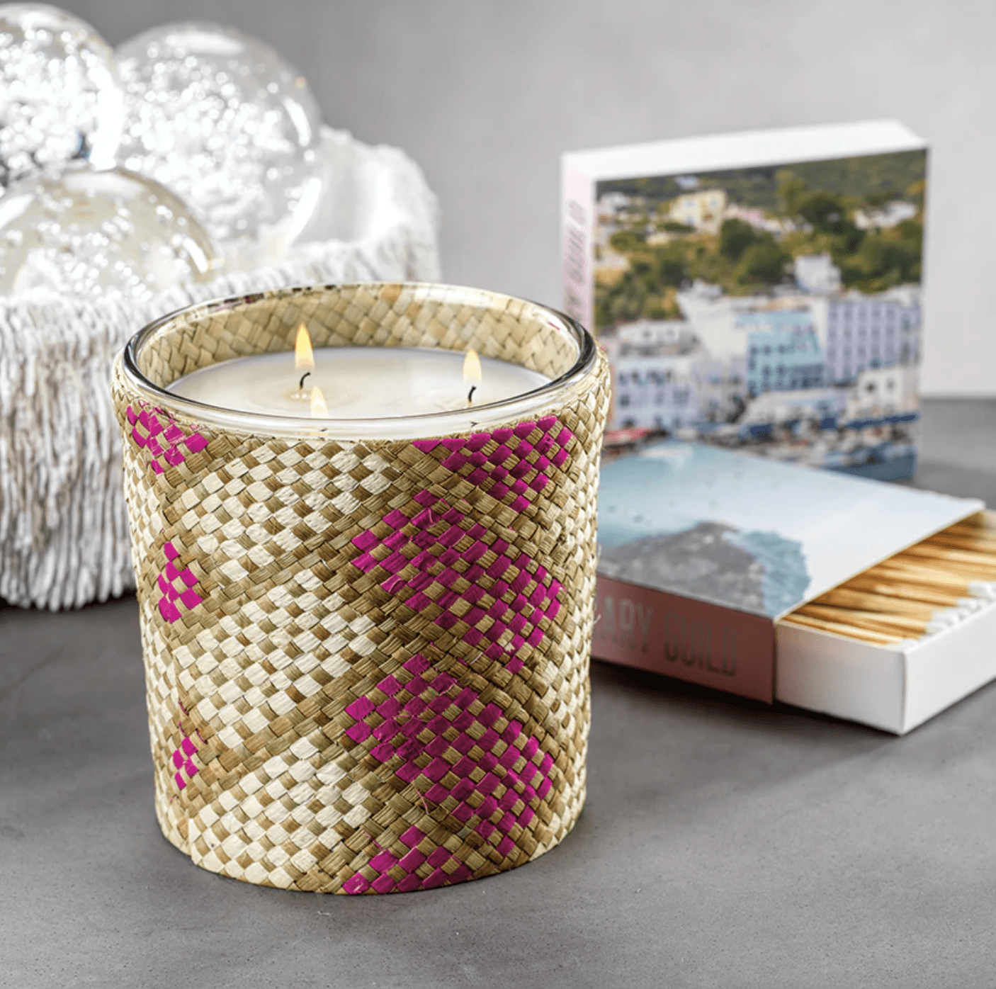 Mia Fragranced Candle - Pink & White - The Collective Park City