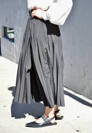Midi Pleated Skirt with Belt - The Collective Park City