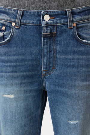 Milo Straight Leg Jean - Mid Blue - Cutoff Hem - The Collective Park City