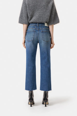 Milo Straight Leg Jean - Mid Blue - Cutoff Hem - The Collective Park City