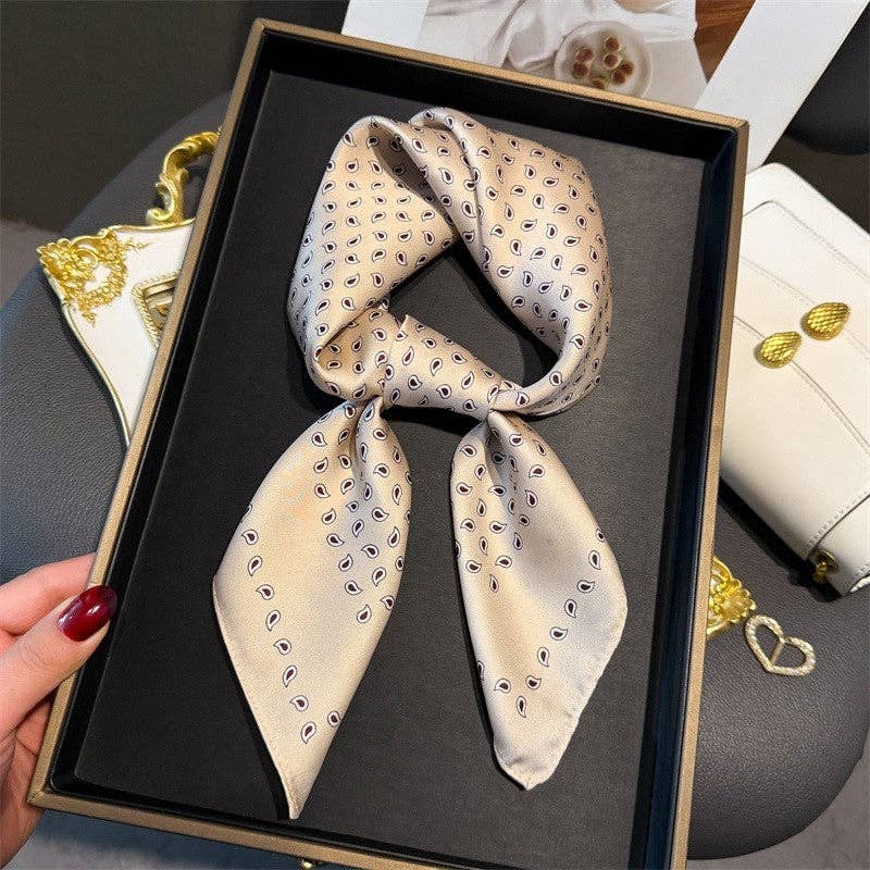 Mini Paisley Print Square Scarf: CREAM - The Collective Park City