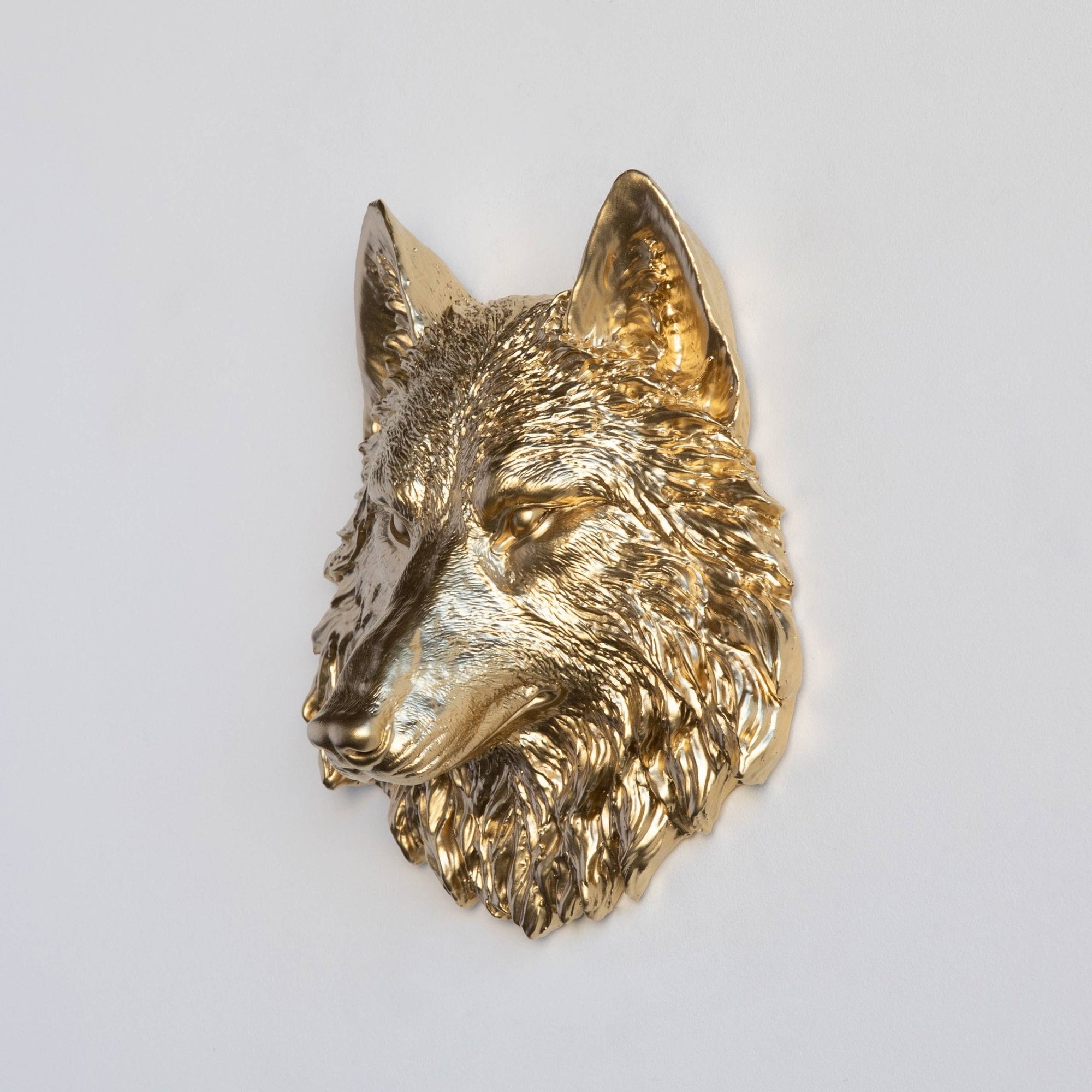 Mini Wolf Head Wall Mount: Gold - The Collective Park City
