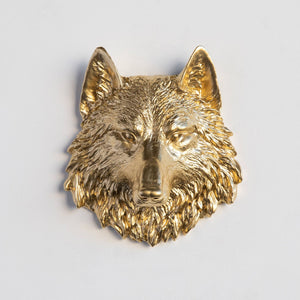 Mini Wolf Head Wall Mount: Gold - The Collective Park City