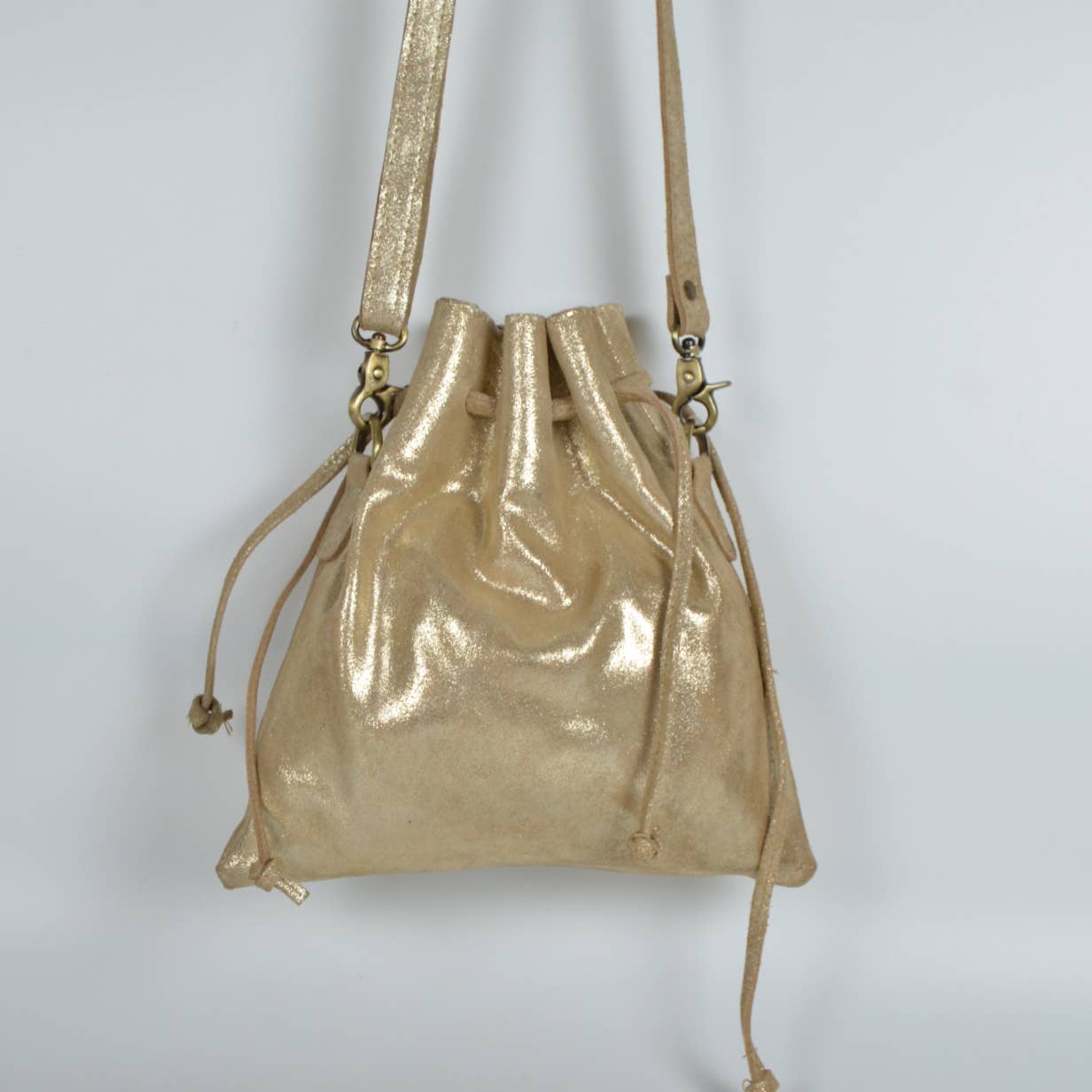 Misha Gold Drawstring Crossbody Bucket Bag - The Collective Park City