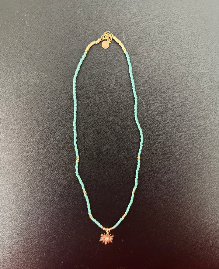 Miyuki Seed Bead Necklace w/Gold Filled Snowflake - The Collective Park City