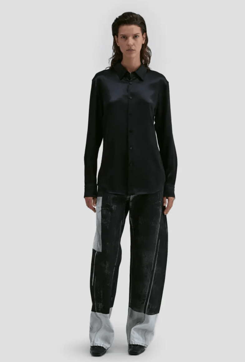 Molten Japanese Satin Button Down Top - The Collective Park City