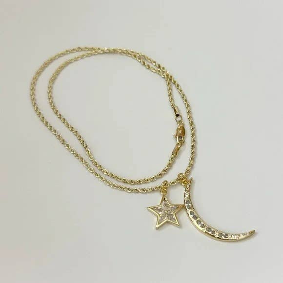 Moon and Star Necklace - The Collective Park City
