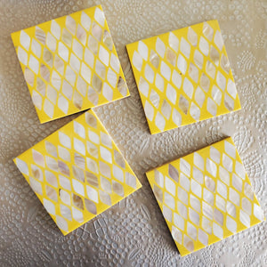 Mother of Pearl Inlay Coasters : Yellow - The Collective Park City