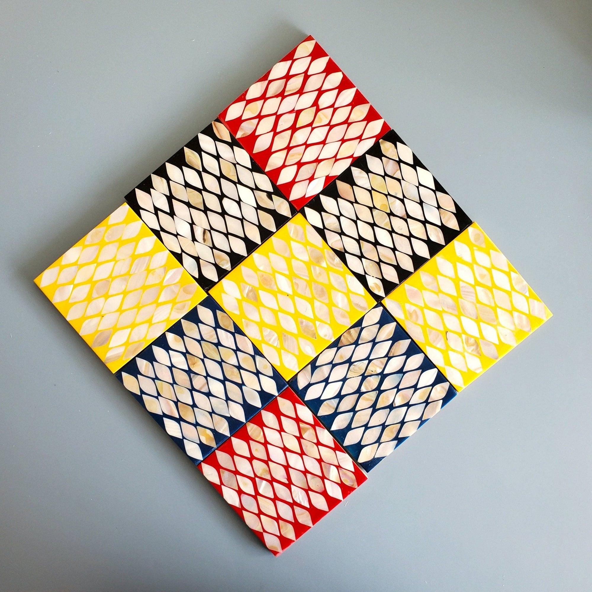 Mother of Pearl Inlay Coasters : Yellow - The Collective Park City