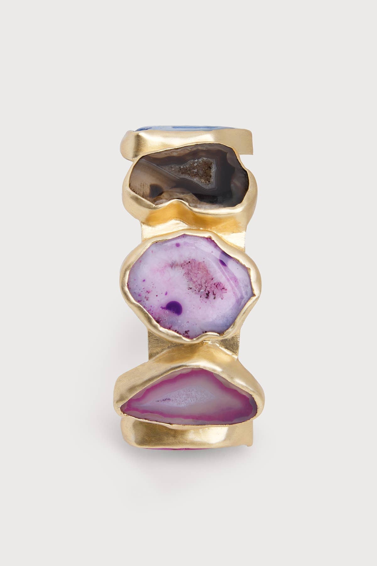 Multi Agate Cuff Bracelet: Blue Multi - The Collective Park City