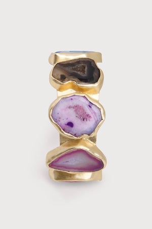 Multi Agate Cuff Bracelet: Blue Multi - The Collective Park City