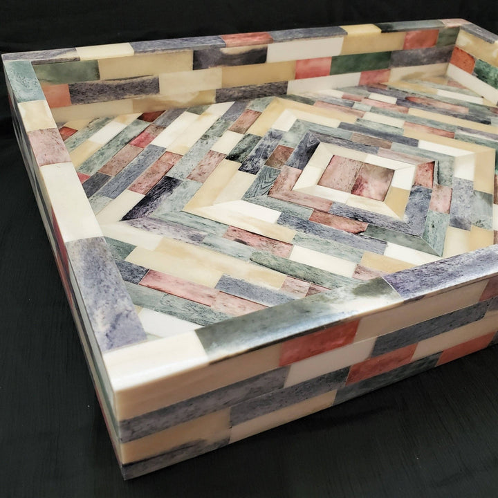 Multicolor Bone Inlay Tray - The Collective Park City